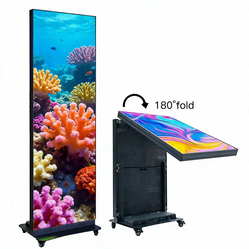 Pantalla LED Digital para Publicidad en Interiores y Exteriores, a Todo Color, 640x1920mm, Panel de Video con Espejo, Control por Wifi, Pantalla LED Tipo Póster