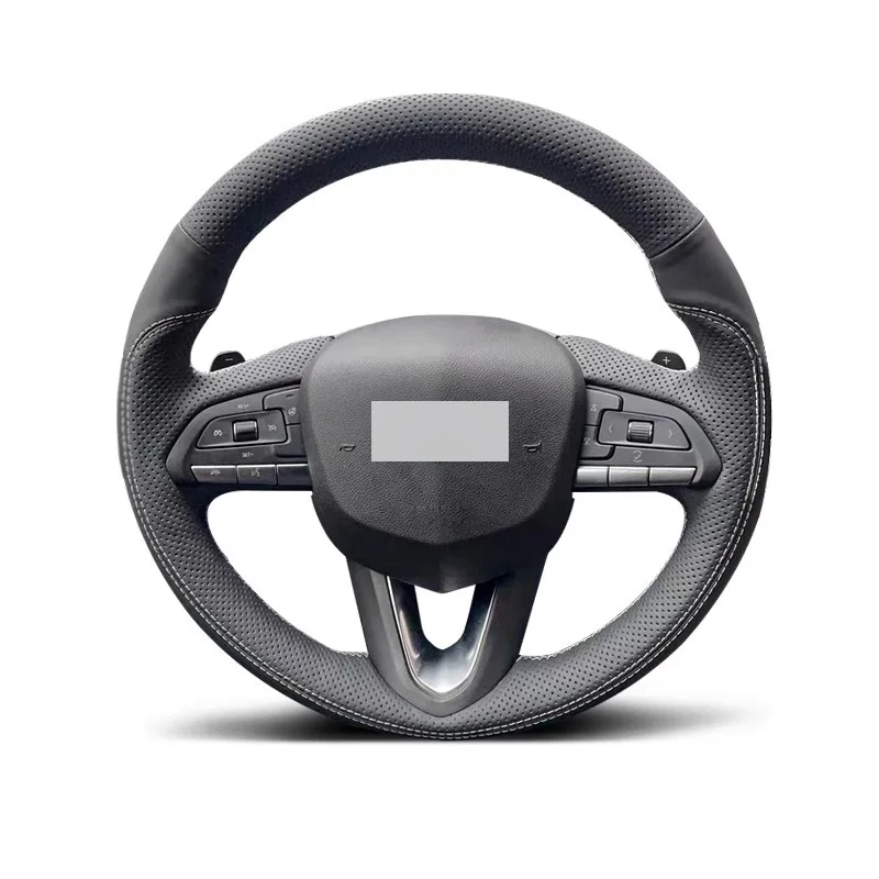Genuine Leather Suede Steering Wheel Cover Gray Thread Car Accessoires Specifically for Cadillac CT5 XT5 XT4 ATSL CT6 XT6 CT4