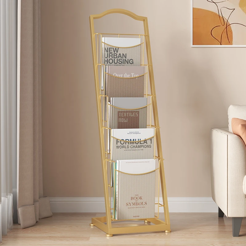 Office Iron Magazine Rack Industrial Newspaper Holder and Book Display Stand for Living Room Modern Home Library Storage Shelf