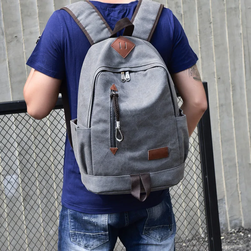 

Canvas wear-resistant men's backpack, casual retro travel computer bag, large-capacity student schoolbag