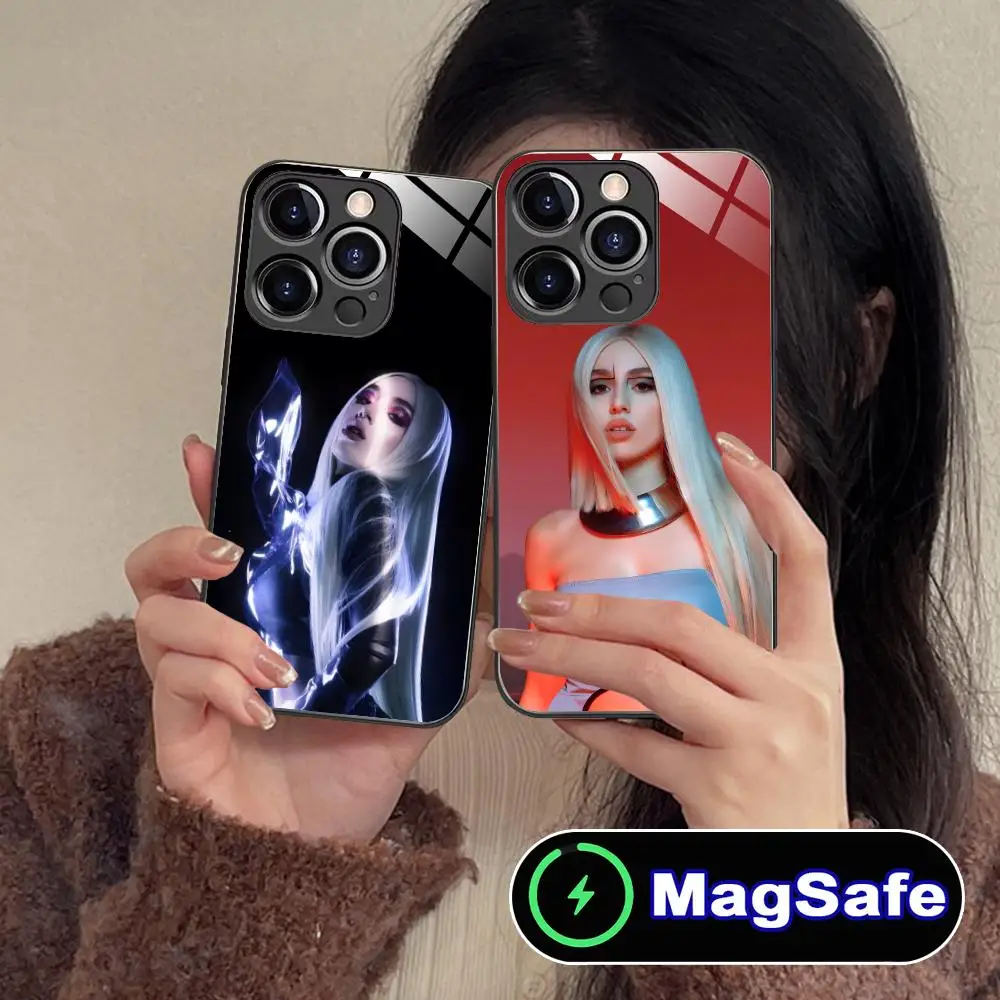 

Модный чехол для мобильного телефона Ava Max для iPhone 17, 16, 15, 14, 13, 12, 11 Pro Max Plus Mini MagSafe, стеклянный цветной чехол, роскошный чехол