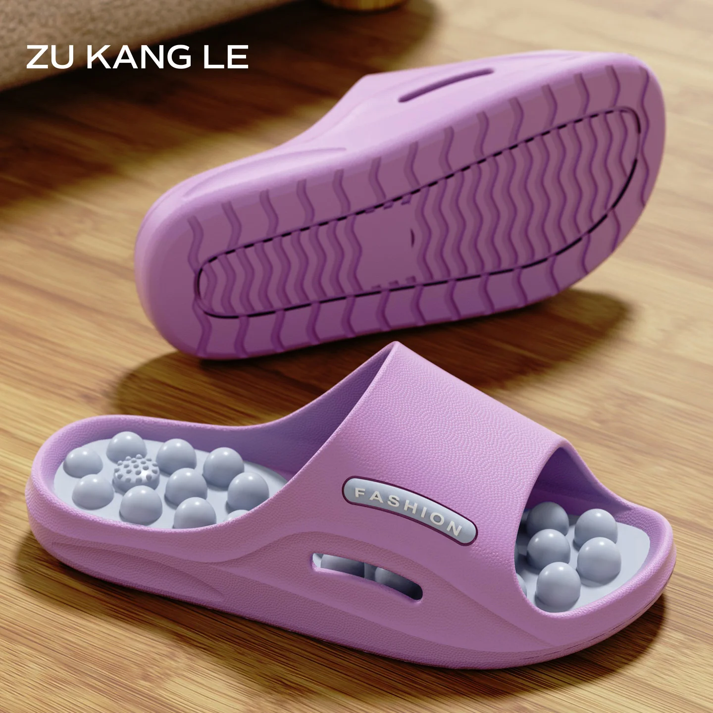 Badezimmer-Massage-Hausschuhe für Männer und Frauen, weiche, elastische Akupressur-Fußmassage-Sandalen, rutschfeste Dusch-Slides, schnelltrocknend, Hausschuhe für zu Hause – Detail 1