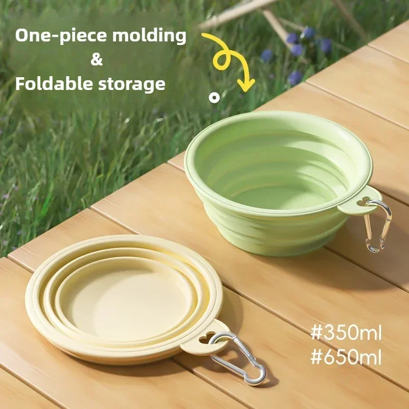 Dog Bowl 350/650ML Foldable Silicone Feeder Dish Bowl Portable Large Capacity Cat Water Food Container Travel  Pet Supplies