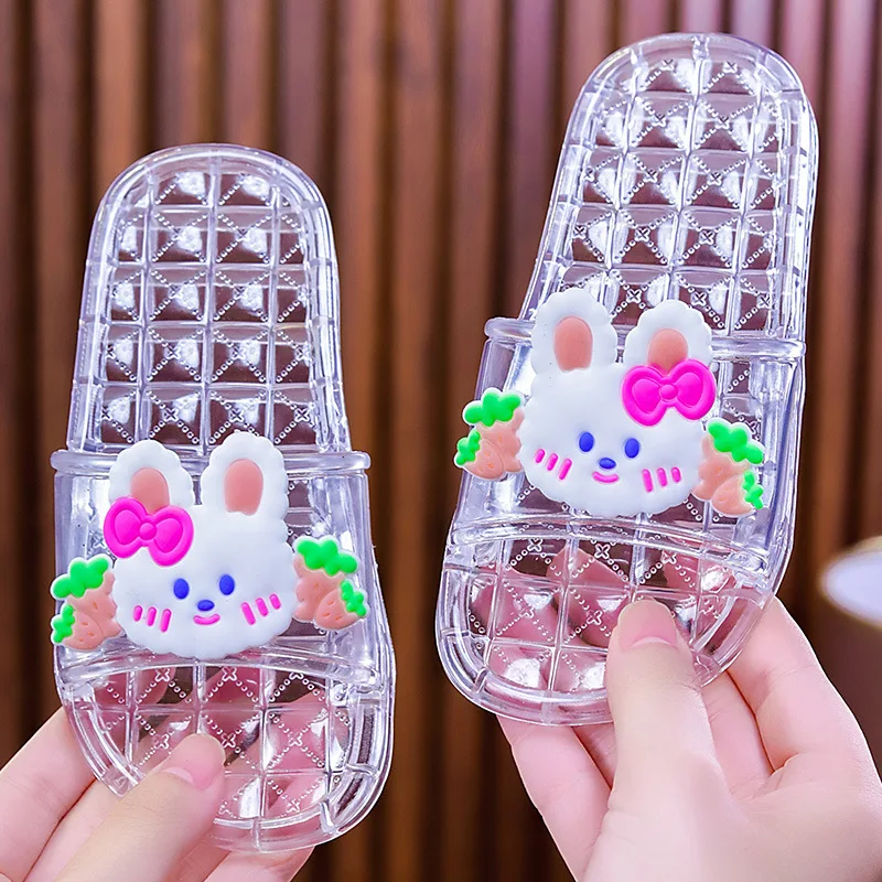 

2026 Girls Summer Crystal Jelly Sandals Transparent Soft Sole Anti-Slip Indoor Outdoor Princess Matching Set