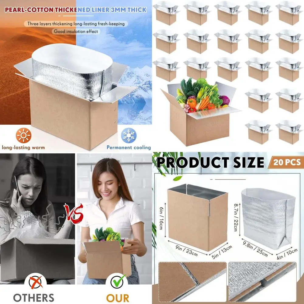 

Insulated Shipping Boxes Double-Insulated Aluminum Foil Liner 9x5x6 for Cold Food, Shipping, Mailing, and Packing