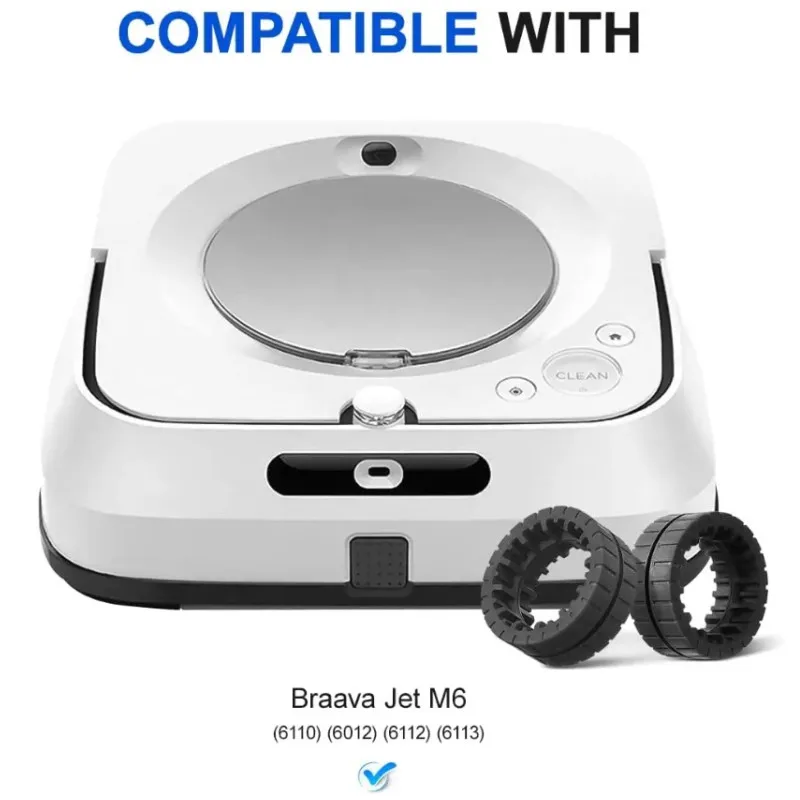 For iRobot Braava Jet M6 (6110) (6012) (6112) (6113) Ultimate Wi-Fi Connected Robot Mop Parts Non-Slip Wheel Tires Replacement