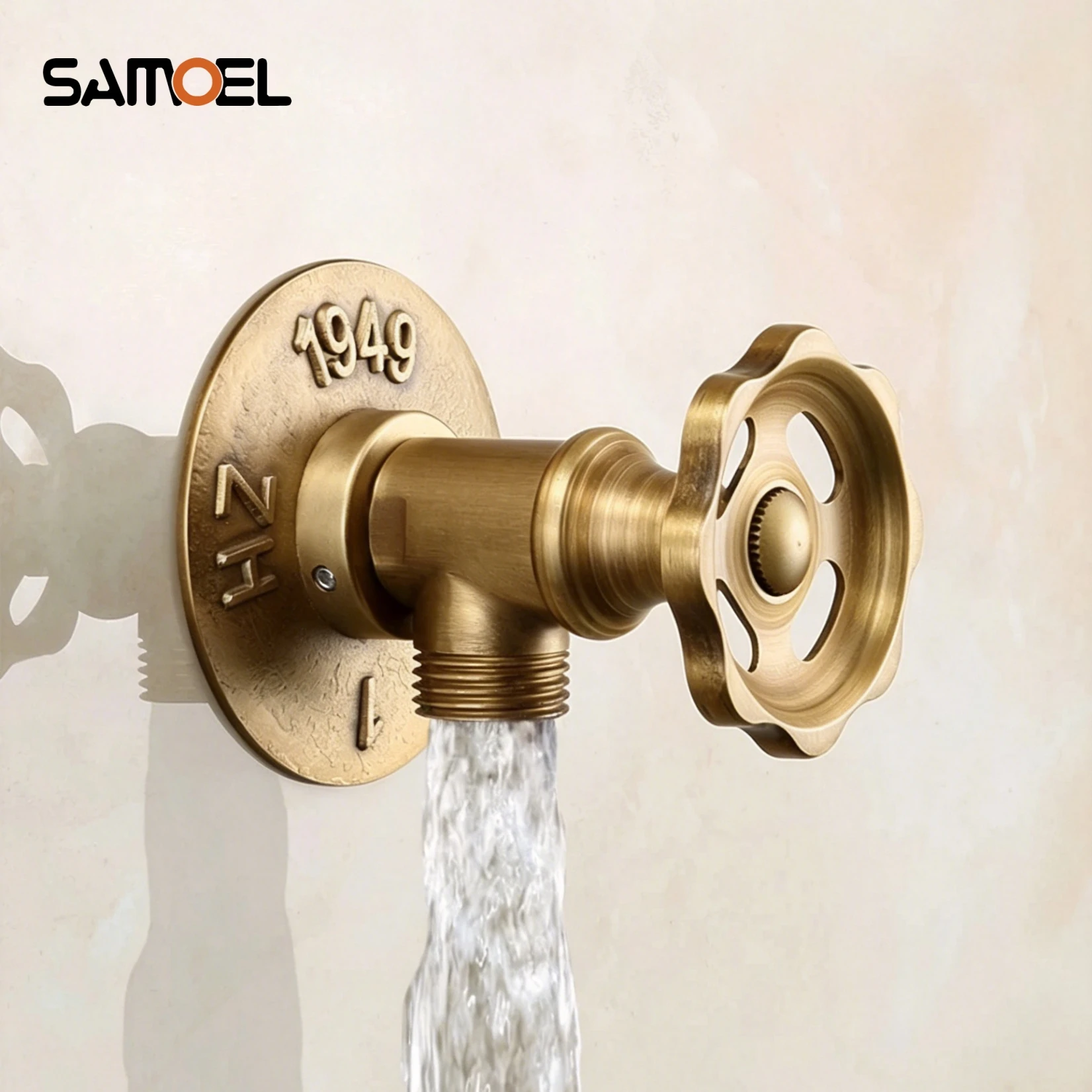Antique-Style Triangle Valve Thickened Brass Retro Single-Cold Faucet Explosion-Proof Hot-Cold Kitchen Sink Stop JF005