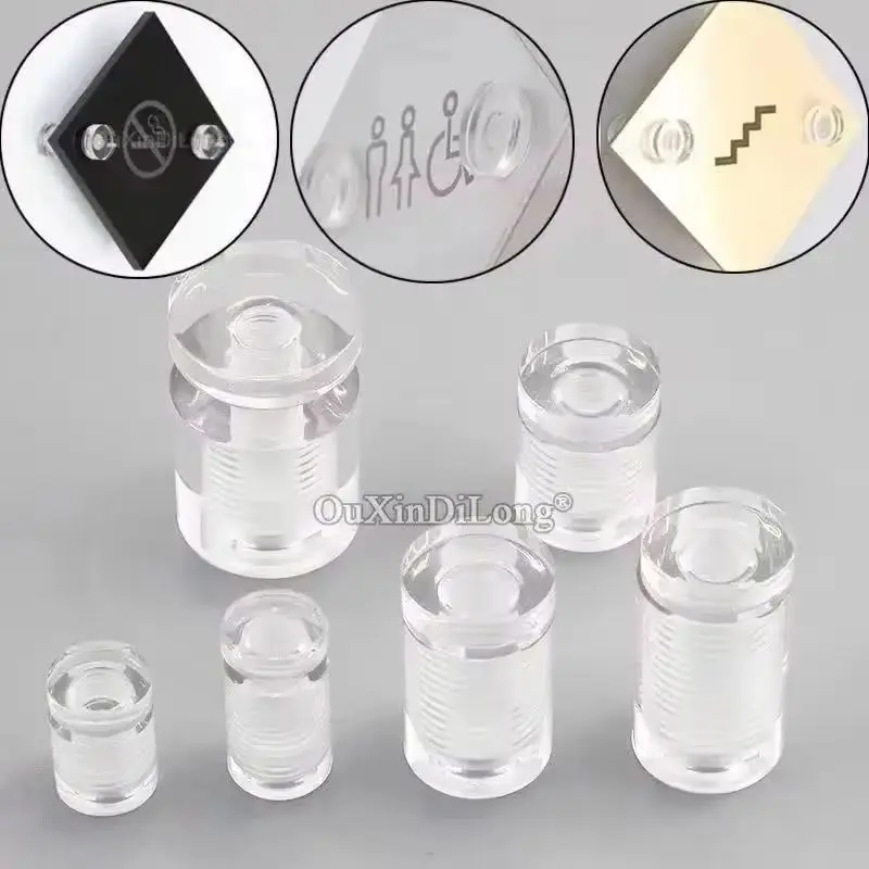 100PCS Transparent Acrylic Glass Standoff Pins Advertising Store Sign Poster Artworks Standoffs Pins Advertisement Nails Screws