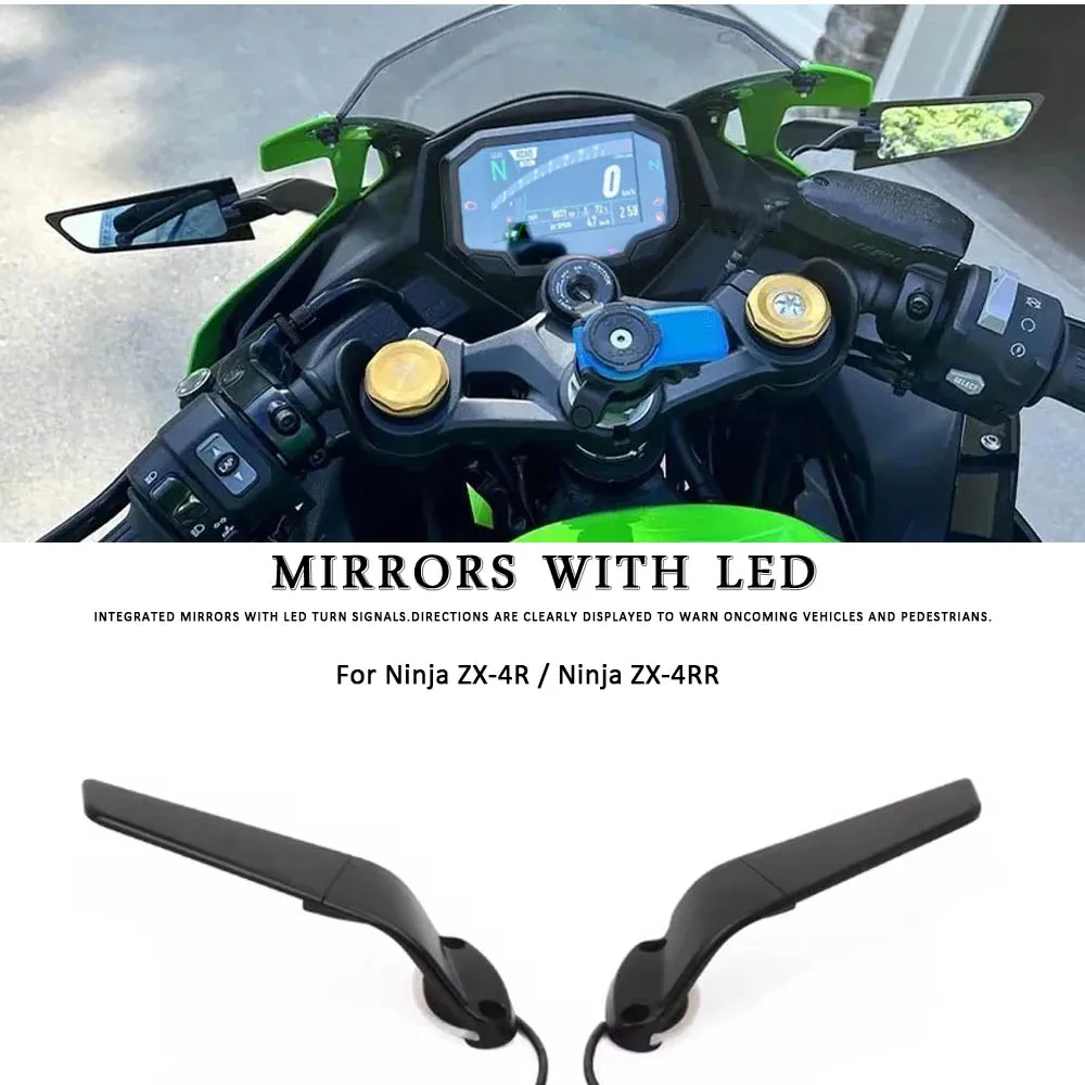

For Kawasaki NINJA ZX4R ZX4RR NEW Rear View Mirrors Motorcycle Accessories LED Turn Signal Light Mirrors ZX-4R ZX-4RR 2024 2025
