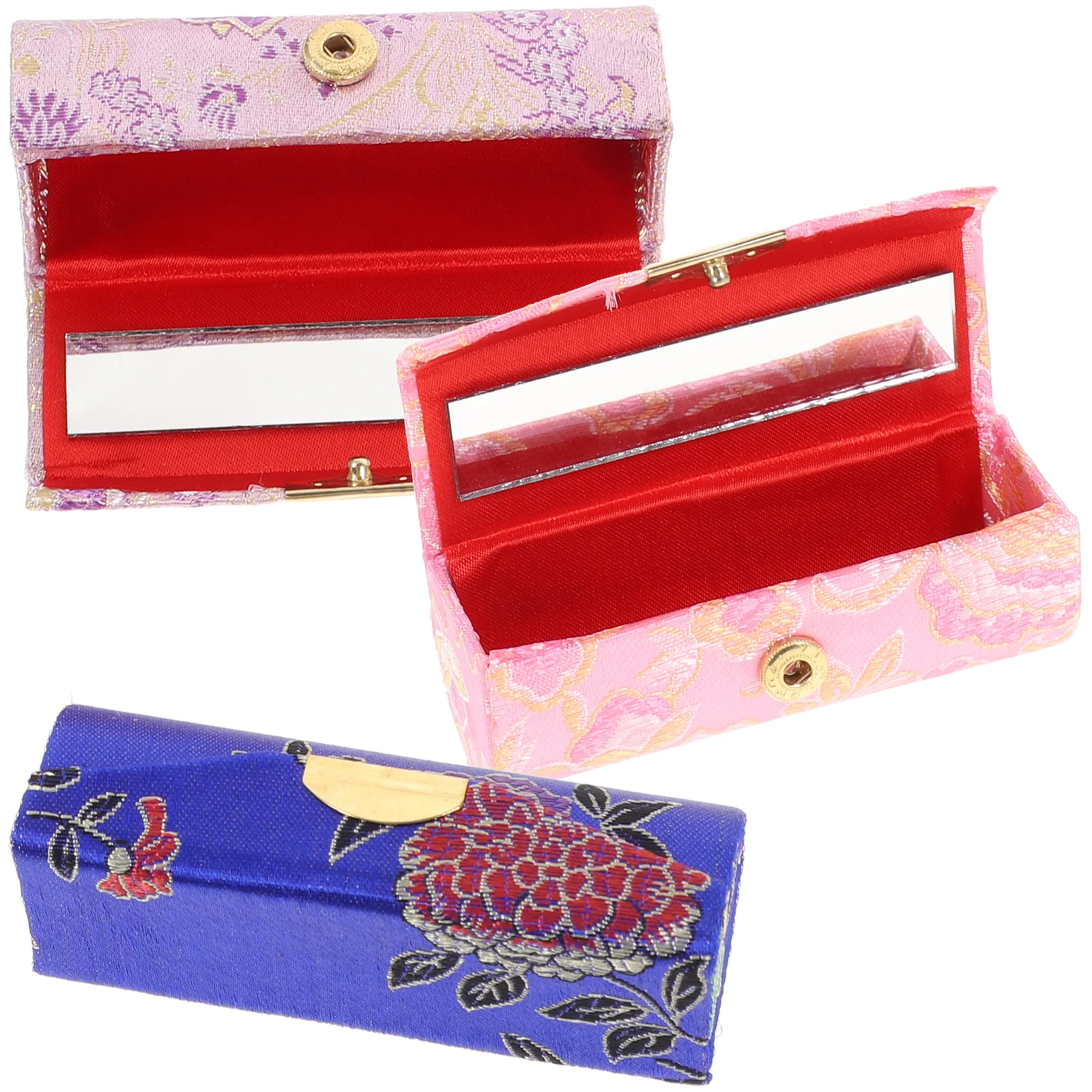 3 Stück Lippenstift Box chinesischen Stil gewebte Baumwolle Muster Lippen balsam Organizer Tasche Desktop-Schmuck Aufbewahrung behälter langlebig