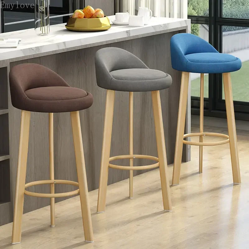 Simple Casual High Stools European Style Metal Leg Bar Chair Bar Stool Kitchen Backrest Chairs Dining Chairs Home Furniture