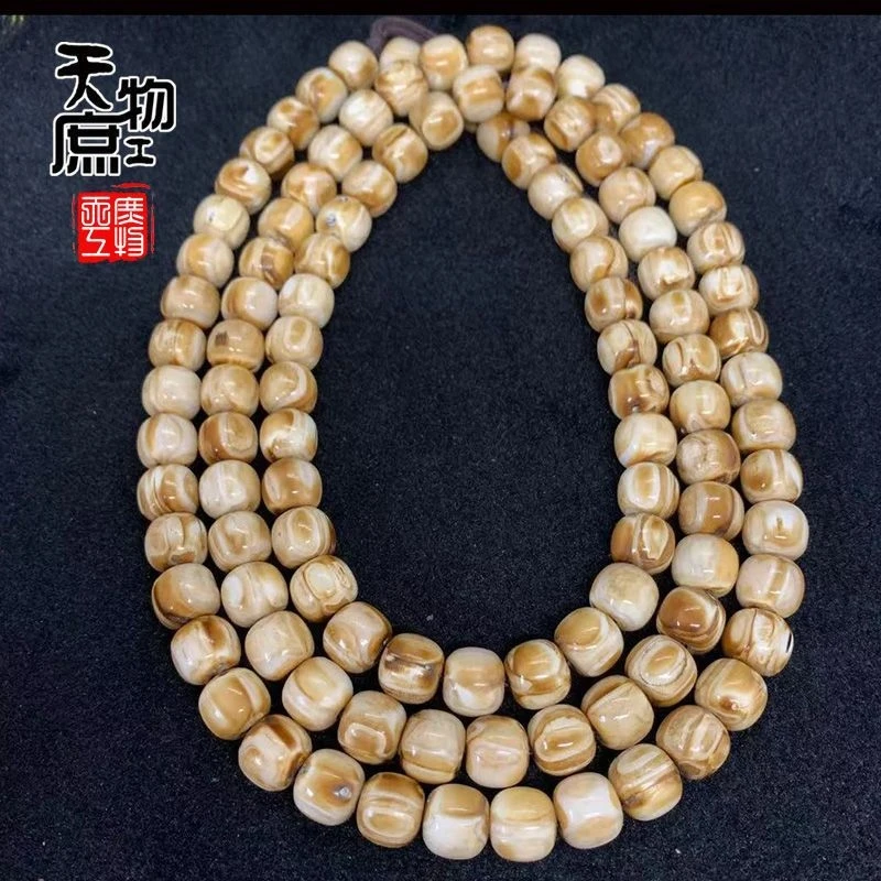 

Camel Back Groove 108 pieces 10mm Hetian Old Style Barrel for Buddhist Prayer Beads, Bracelets, and Necklaces, Authe