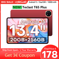 【New】2025 Teclast T65 Plus 13.4 Inch Android 15 Tablet 8 Cores Mediatek Helio G99 (8Gb+12Gb Expansion) Max. 20Gb Ram 256Gb Rom 10000Mah Battery Dual Sim 4g Lte 1920X1200 Gps Widevine L1 for Netflix