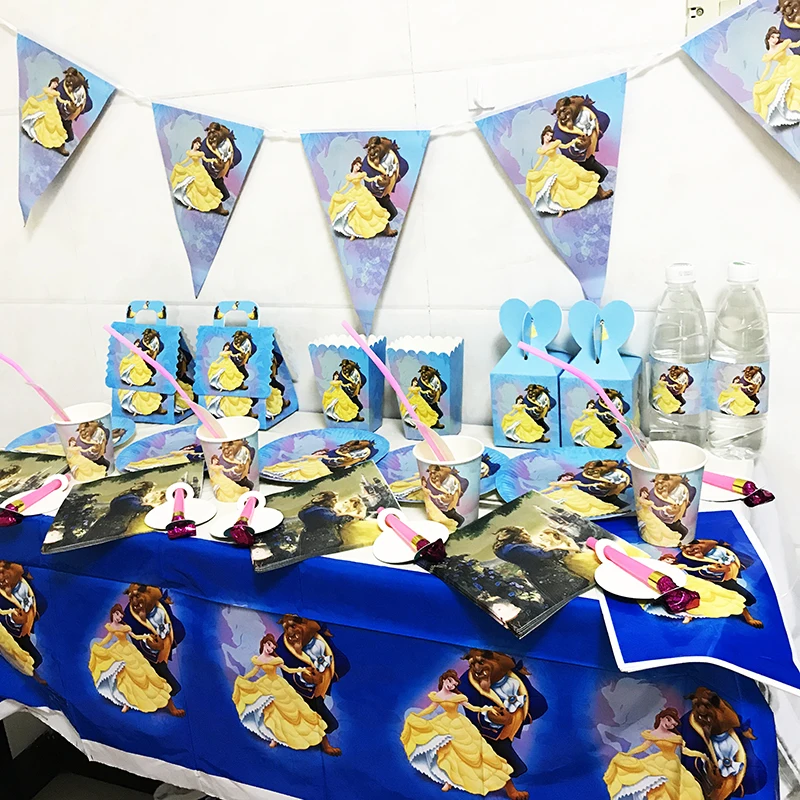 

Beauty and the Beast Theme Baby Shower Disposable Children's Birthday Decoration Napkins Plate Cups Birthday Party Decorations