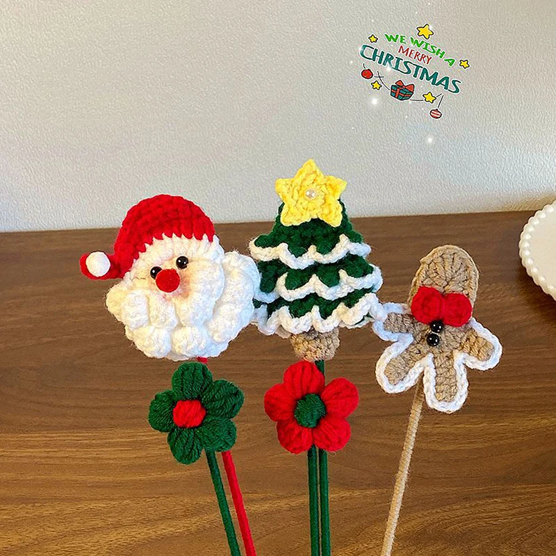 

Christmas Crochet Flower Hand Woven Bouquet Of Finished Santa Claus Christmas Tree Flower Christmas Eve Creative Gifts Bouquet