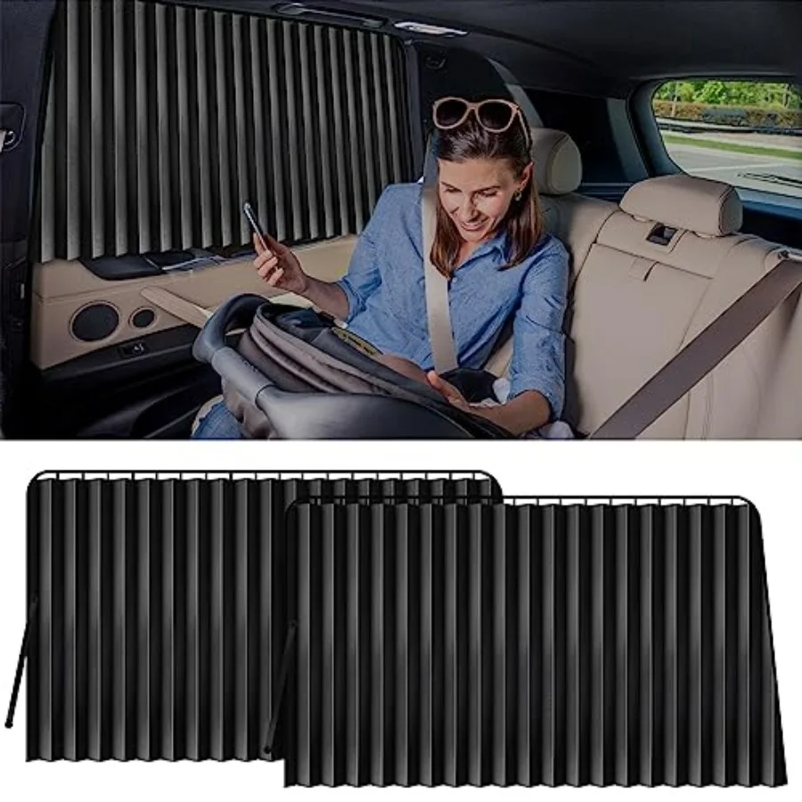 

Car Window Shades - 2 Pack Car Privacy Curtain 99% Block Light Magnetic Sun Shade for Baby Privacy Protection Keep Cool in Summ