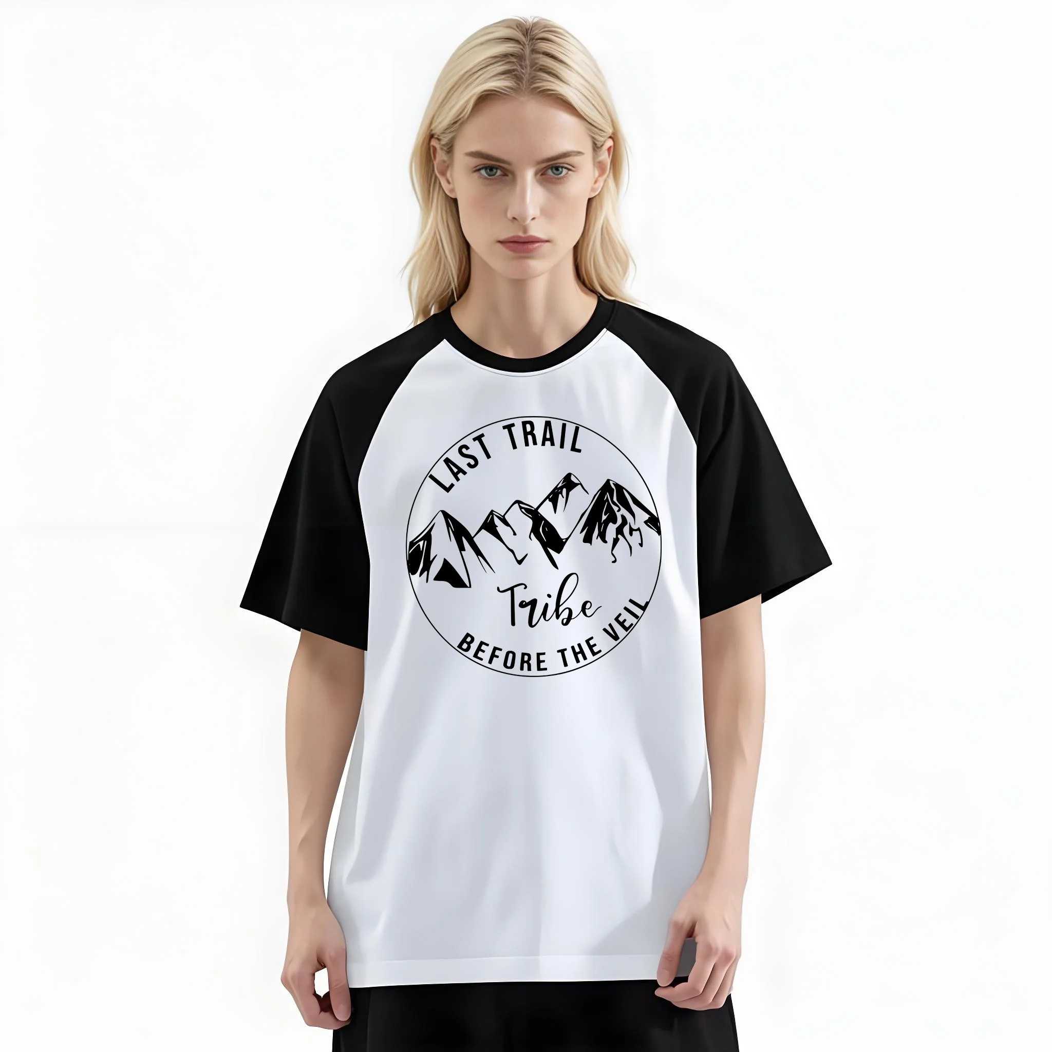 Women'S Fashion Raglan Sleeve T-Shirt, Last Trail Before The Veil Mountain Bachelorette Printed, Summer Casual Comfortable Tee, Women'S Everyday Short-Sleeve Top