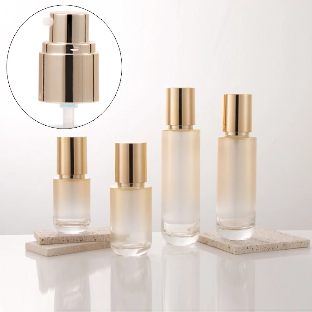 40ml 60ml 100ml 120ml Frost Glass Refillable Bottles Empty Lotion Spray Bottle with Gold Lid 50g Round Cosmetic Cream Jars