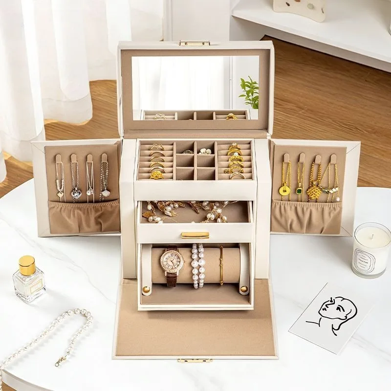 Large Capacity Jewelry Storage Box Leather Necklace Boxes Multifunctional Bracelet Organizer Case Luxury Watch Packaging Box