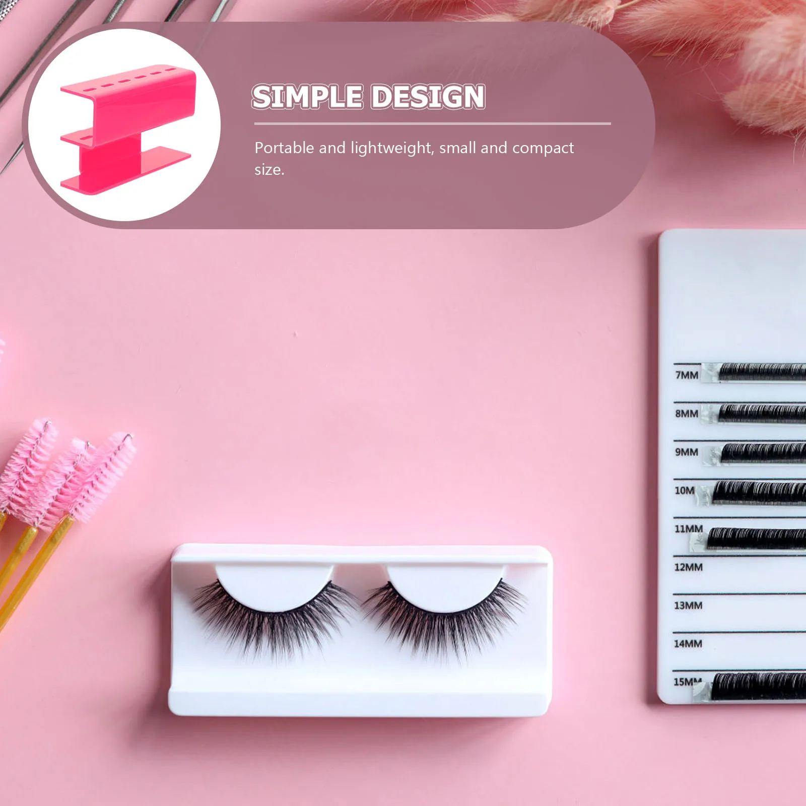 

Pink Eyelash Rack Acrylic Display Stand Eyelash Extension Tweezers Bracket Holder for Makeup Tools Organizer Keeps Desk Neat