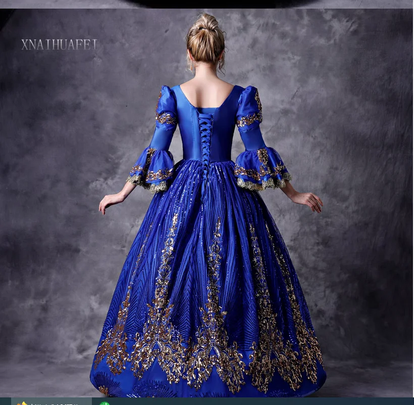 Vestido de noche de bola de maquillaje de palacio de estilo europeo, trajes de actuación de espectáculo de caminata de escenario femenino