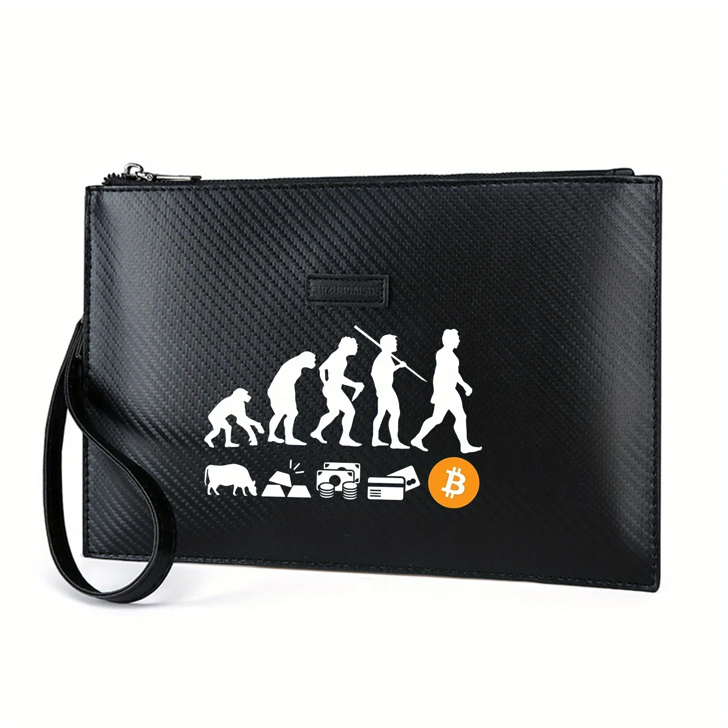 evolucao-do-humano-e-bitcoin-bolsa-masculina-elegante-impressa-em-pu-moderna-e-pratica-para-transporte-diario