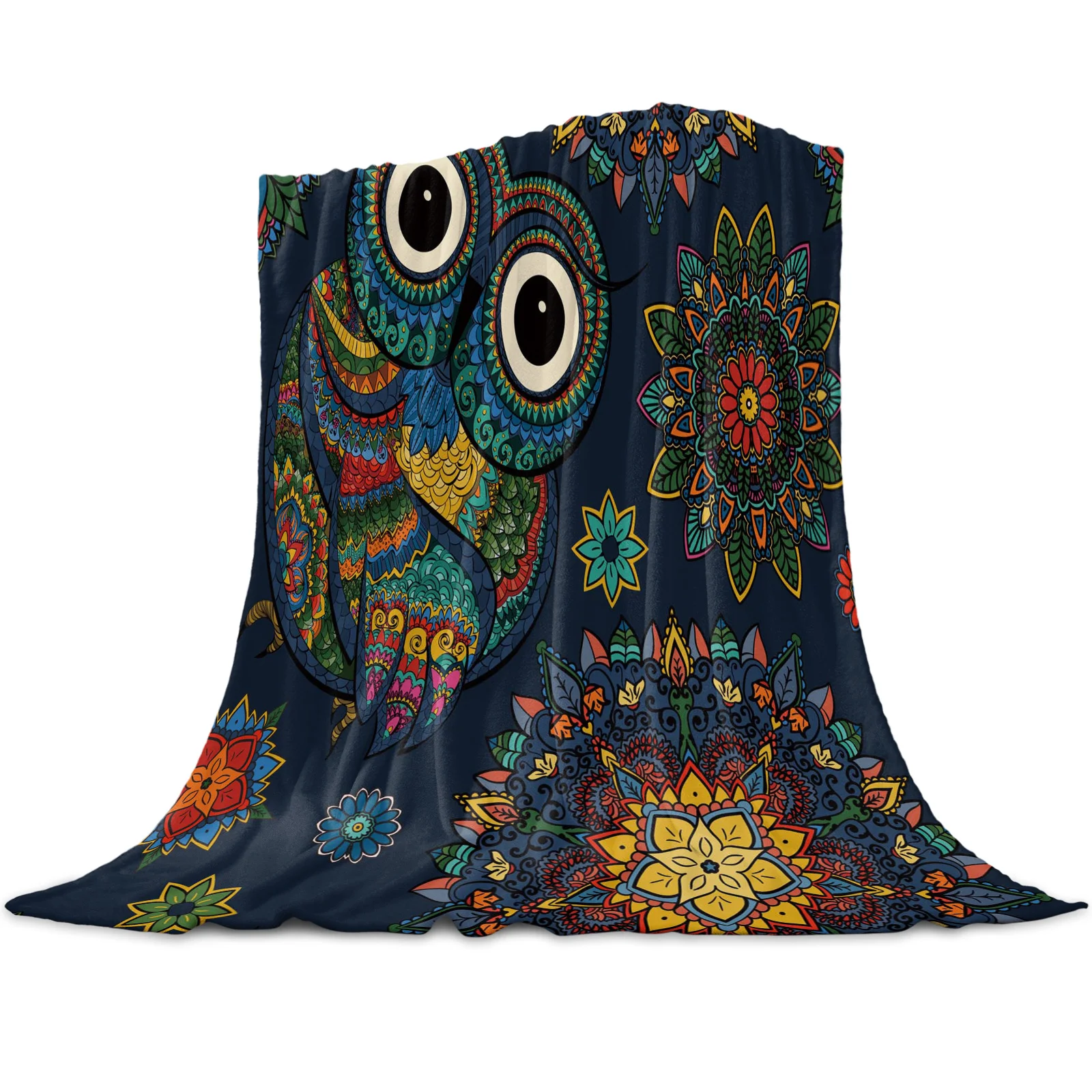 

Cute Cartoon Owl Pattern Throw Blanket Sofa Warm Flannel s for Beds Couch King Queen Full Size Portable Soft