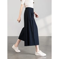 VIMLY Women's Wide Leg Cropped Pants 2026 Summer New Minimalist Commute Ruched Waist Design Loose Fit Casual Culottes A6206 - Image 3