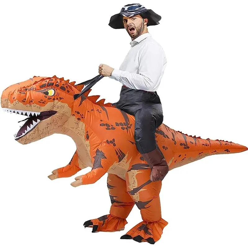

Inflatable Riding Dinosaur Adult Funny Cosplay Blow-up Halloween Holiday Theme Party T-REX Costume Tyrannosaurus Party Apparel