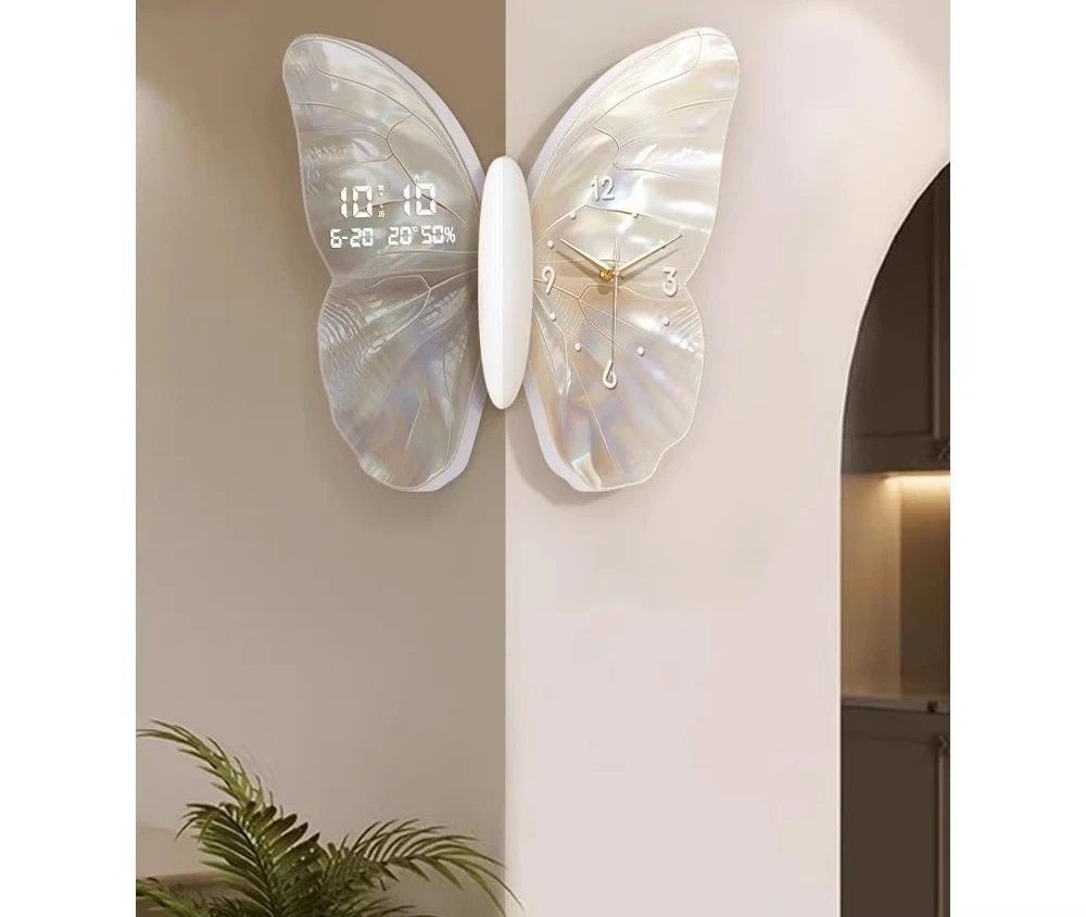 

Living Room Corner Clock Cream Wind Perpetual Calendar Electronic Clock Advanced Sense Double-sided Wall Clock