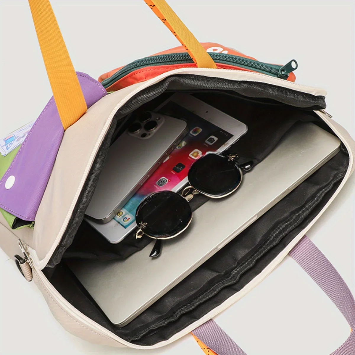 Women's Color Block Cartoon Pattern Laptop Bag Portable Shoulder Handbag University Style Daily Commuting Computer Tote