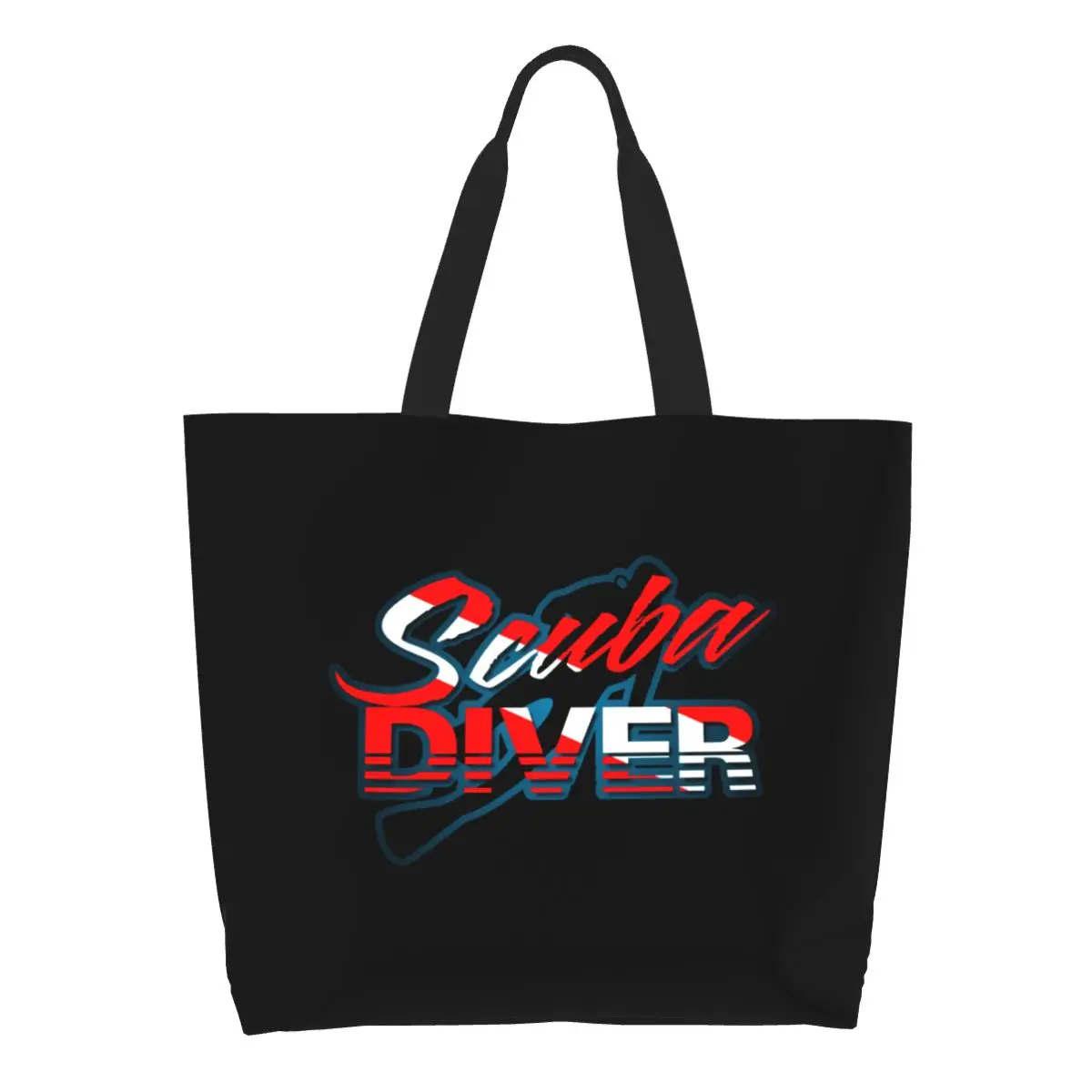 스쿠버 다이버 다이빙 클럽 식료품 쇼핑백, 패션 프린트 캔버스 쇼퍼 토트 숄더백, 대용량 휴대용 핸드백
