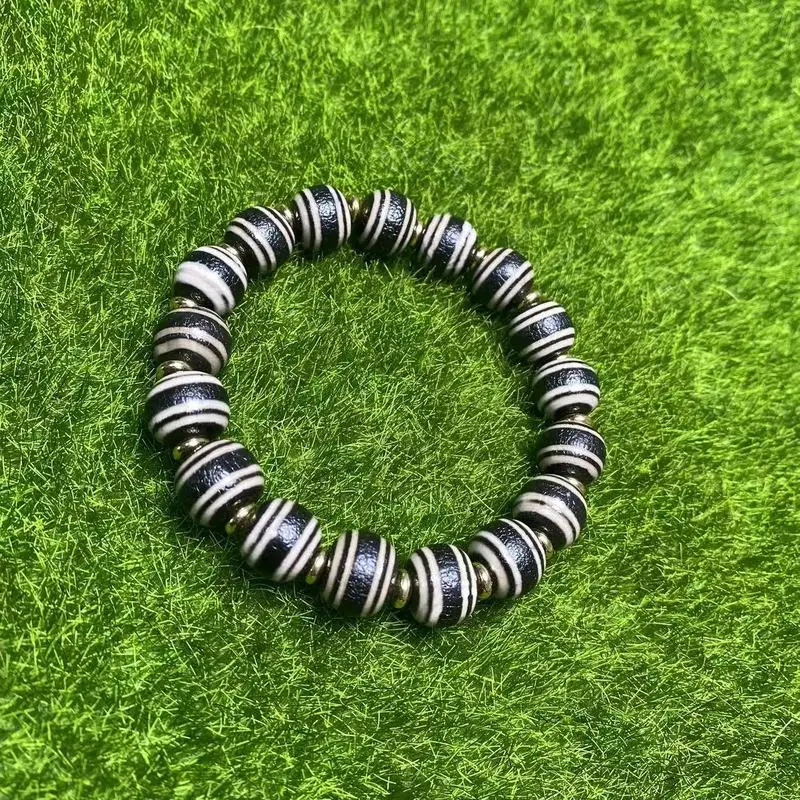 Double-line Dzi bead bracelet, high oil content, unisex fashion accessory, supreme collection, simple and elegant jewelry
