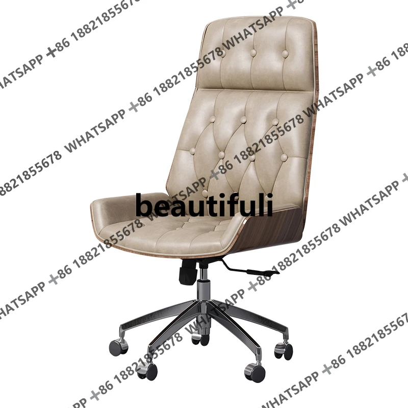 Light luxury leather boss chair home office swivel chair medium antique and retro style