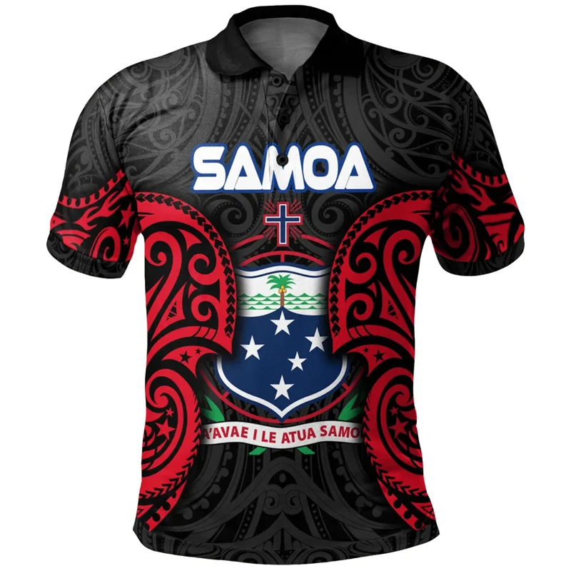 Harajuku New 3D American Samoa Flag Print Polo Shirt For Men Polynesian Samoa Emblem Graphic Polo Shirts Cool Clothing Polo Tops