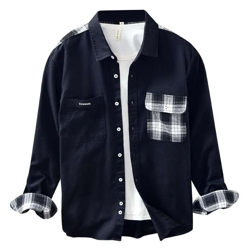 جديد الرجال عارضة القطن طويل Sve irt الخريف الشتاء الدافئة رقيقة Sle مادة أخرى 00٪ مريحة تناسب نمط آخر