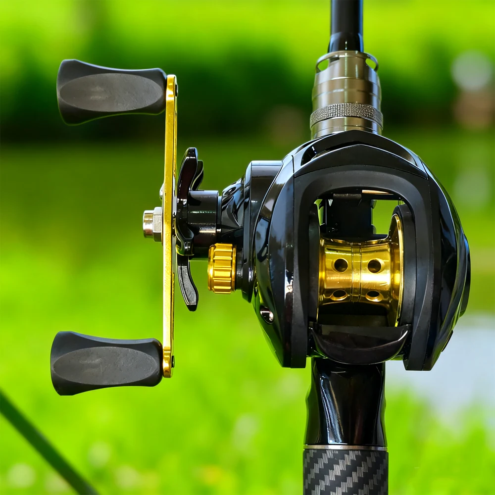 Baitcasting-Angelrolle 195g Max. Bremskraft 8kg Aluminiumspule Metallgriff Süßwasser Salzwasser Angelrolle