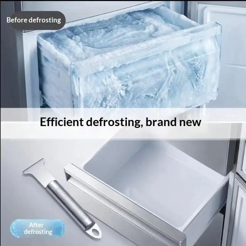 Stainless Steel Ice Removal Tool 1/2PCS Refrigerator Freezer Deicer Scraper Non-Scratch Easy Use for Household Kitchen Cleaning
