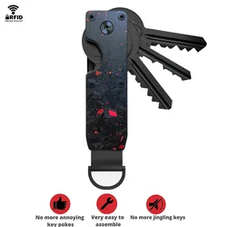 Rfid Key Organizer Men Wallets Compact Holder Metal Key Chain Pouch Minimalist Key Case Holder for Keychain Secures 2-6 Keys