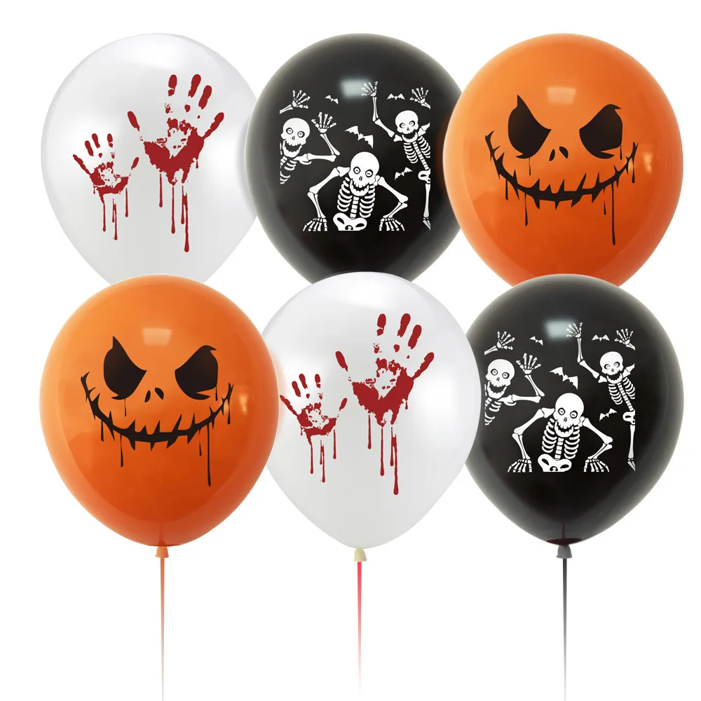Halloween Balloons Set Black Orange White Skull Ghost Pumpkin Horror Latex Balloon Happy Holiday Party Decoration Favor Supplies