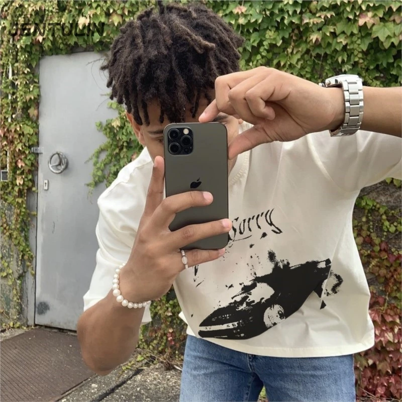 Vintage Gothic Oversized Men T-shirt Harajuku Hip Hop Tops Aesthetic Car Graphic Print Y2k Clothes Streetwear Fashion Korean Tee