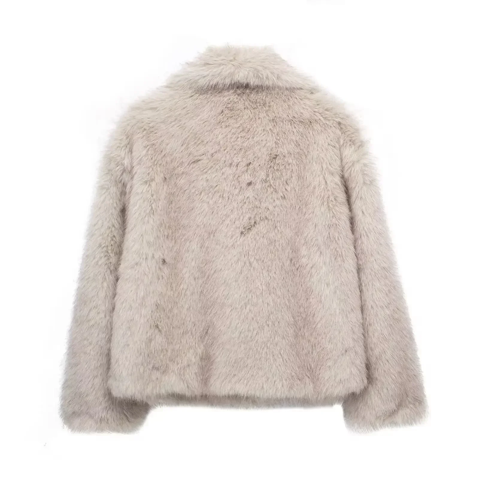 Furry Fluffy เสื้อแจ็คเก็ตผู้หญิงหลวมเปิดลงคอยาวแขนยาว Faux FUR Coat ฤดูใบไม้ร่วงฤดูหนาว Chic สั้นเสื้อแจ็คเก็ต