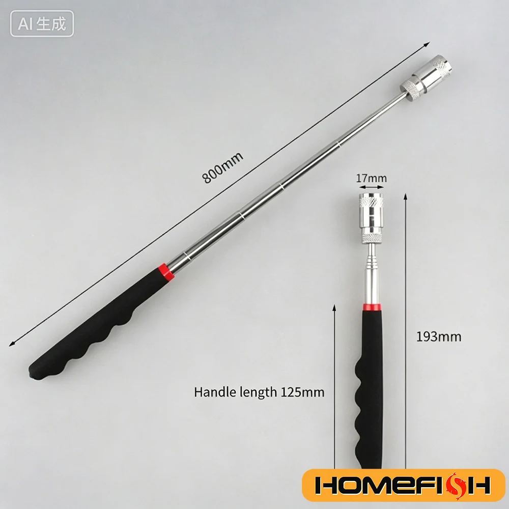 1pcs Telescopic Magnetic Pick Up Tool With LED Light Extendable Magnet Grabber For Car Repair Screw Nut Bolt Retrieval