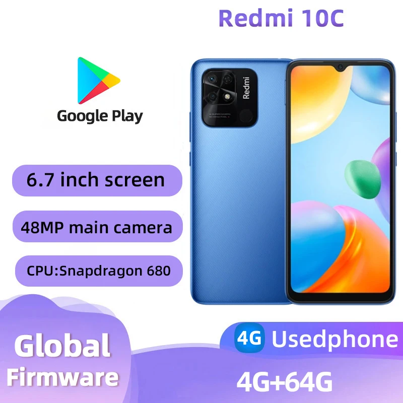 Redmi 10C 4g SmartPhone Android 6.71 inch RAM 4GB ROM 128GB Snapdragon 680 5000mAh Battery Original Used Phone