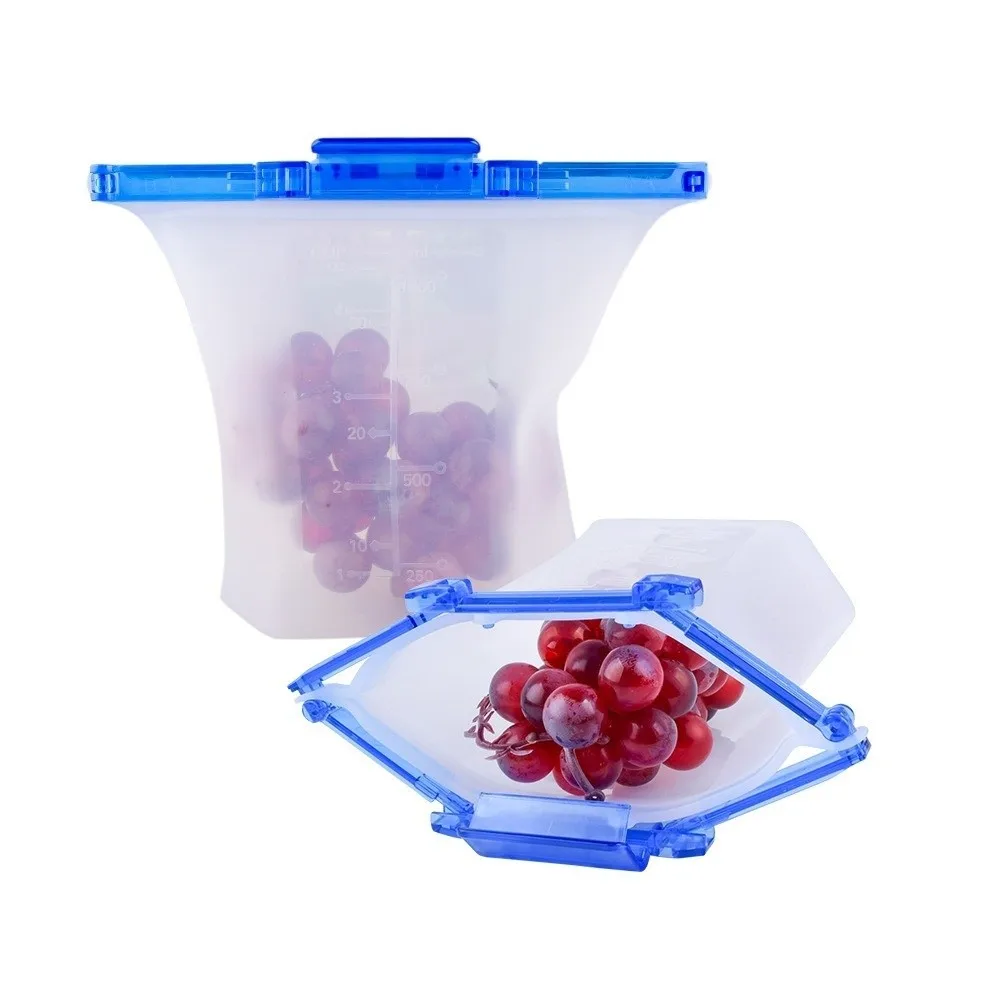 

1000ml Fresh-keeping Bag Double Lock Food-grade Silicone Freezer Seal Bags Leakproof Reusable Food Storage Bag Kitchen Tool