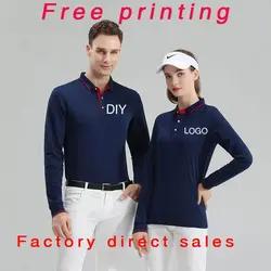 High-end T-shirt work clothes custom long-sleeved polo shirt printed logo embroidery cotton advertising T-shirt custom made