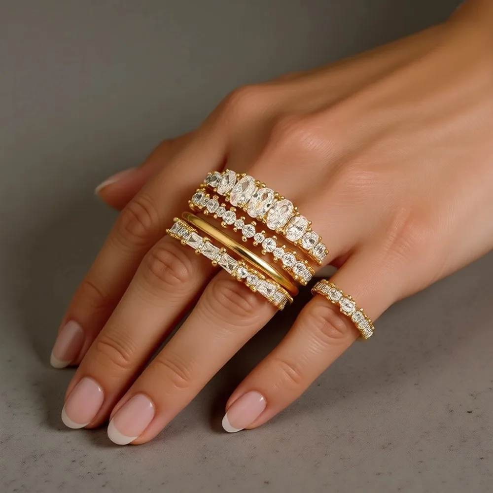 

Набор обручальных колец из 14-каратного золота с фианитами, не тускнеющие, размеры 5-10