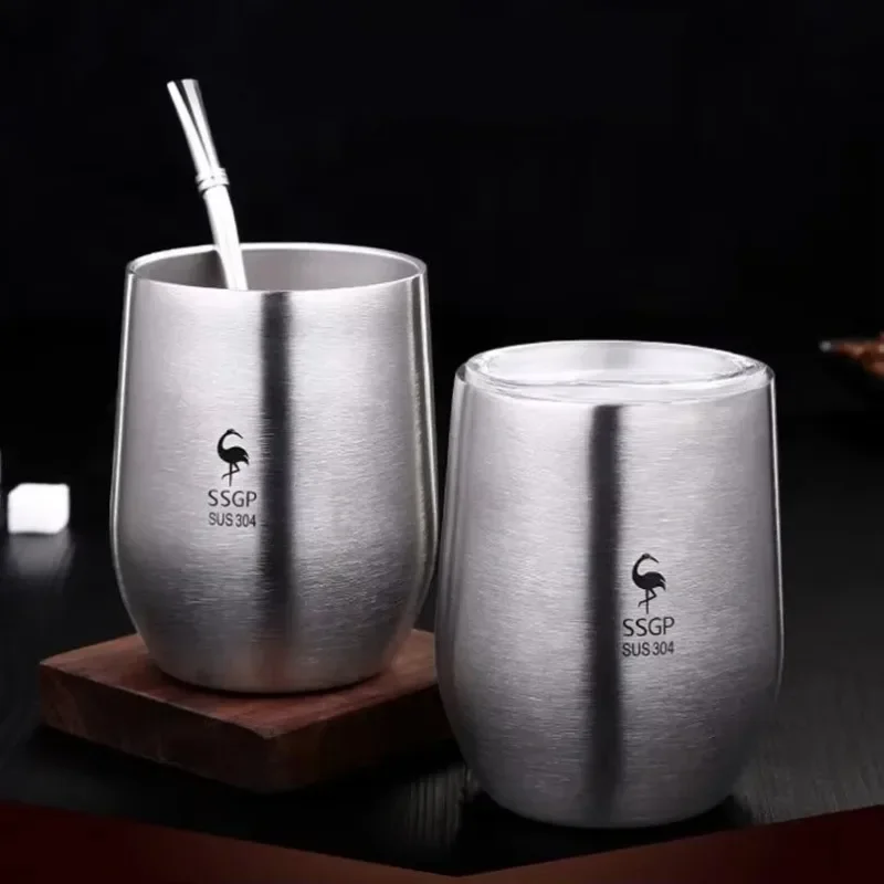 Yerba Mate Cup 304 Stainless Steel Double Wall Argentine Yerba Mate Gourd with Lid/Straw Portable Tea Mug Coffee Thermos 377ml