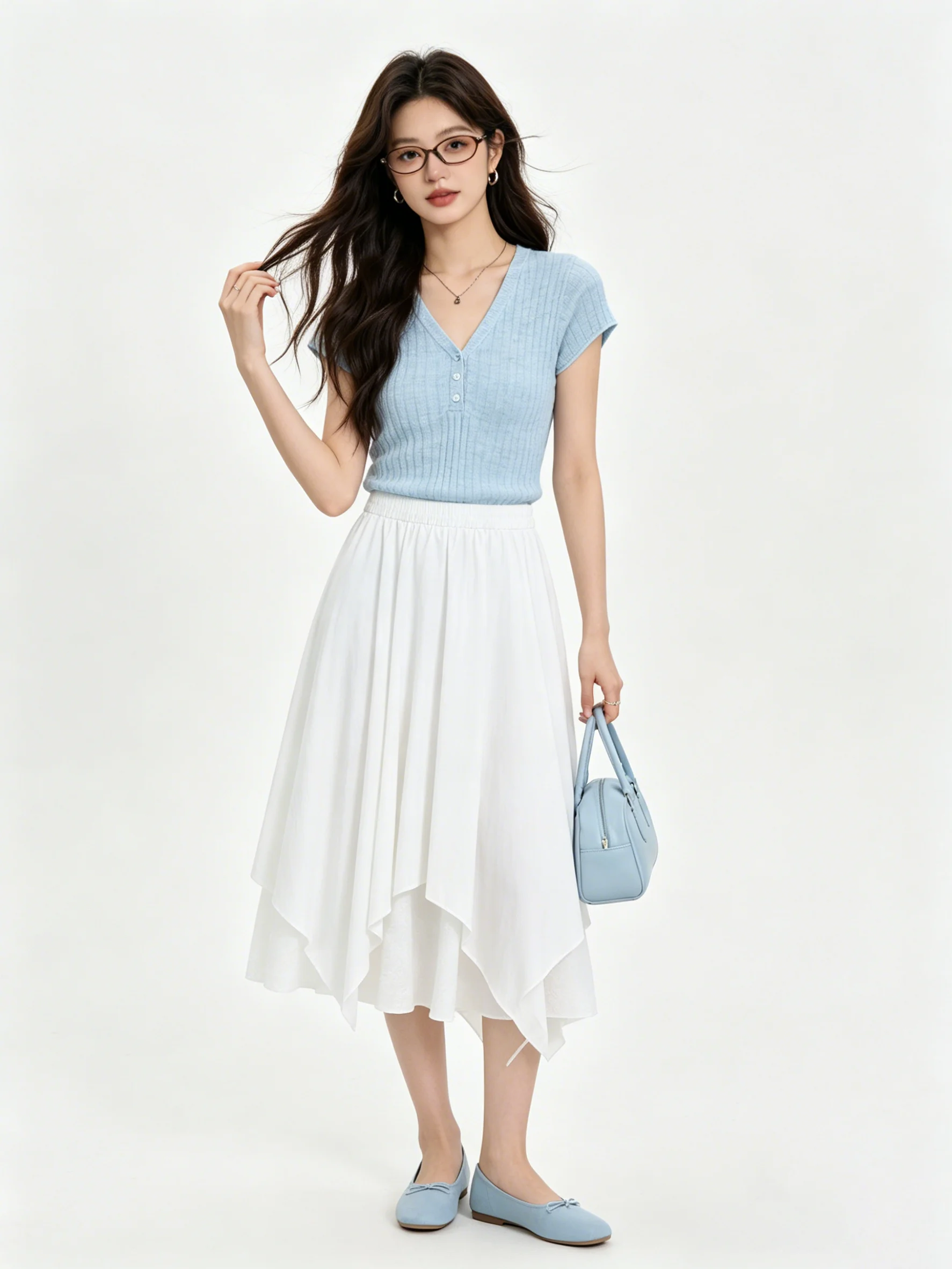 Casual Skin-friendly Breathable Midi Skirt Asymmetrical Hemline Loose Fit Comfortable Daily Wear Ladies' Half-length Skirt