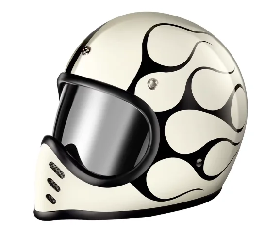 High strength fiberglass classic retro pointed full face helmet, For Harley Davidson and off-road motorcycle protective helmets